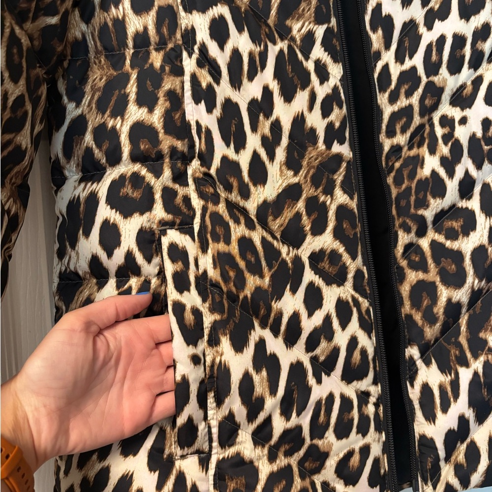 Like-New Cheetah Print Down Jacket - Picture 4 of 5